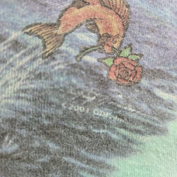 VINTAGE Y2K GRATEFUL DEAD Ship of Fools Liquid Blue Tie Dye T-Shirt Crop Top - Picture 10 of 10